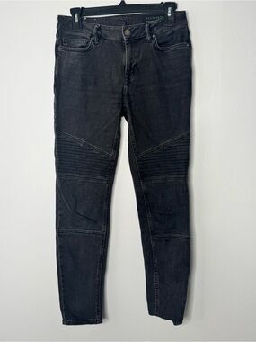 AllSaints biker jeans featuring prominent ribbed detailing on the knees size 28